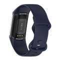 For Fitbit Charge 6 Solid Color Butterfly Buckle Silicone Watch Band, Size:L Size(Dark Blue)
