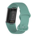 For Fitbit Charge 6 Solid Color Butterfly Buckle Silicone Watch Band, Size:L Size(Pine Green)