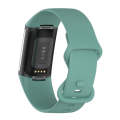 For Fitbit Charge 6 Solid Color Butterfly Buckle Silicone Watch Band, Size:S Size(Pine Green)