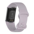 For Fitbit Charge 6 Solid Color Butterfly Buckle Silicone Watch Band, Size:S Size(Light Purple)