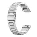 For Fitbit Charge 6 Three Beads Stainless Steel Metal Watch Band(Silver)