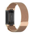 For Fitbit Charge 6 Milan Magnetic Metal Steel Mesh Watch Band(Rose Gold)