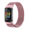 For Fitbit Charge 6 Milan Magnetic Metal Steel Mesh Watch Band(Pink)