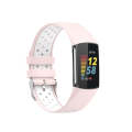 For Fitbit Charge 6 Dual Color Breathable Silicone Watch Band(Pink+White)