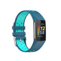 For Fitbit Charge 6 Dual Color Breathable Silicone Watch Band(Blue+Teal Green)