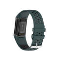 For Fitbit Charge 6 Dual Color Breathable Silicone Watch Band(Green+Black)