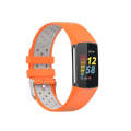 For Fitbit Charge 6 Dual Color Breathable Silicone Watch Band(Orange+Gray)