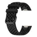 For Fitbit Charge 6 Solid Color Breathable Sports Silicone Watch Band(Black)