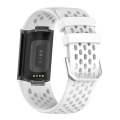 For Fitbit Charge 6 Solid Color Breathable Sports Silicone Watch Band(White)