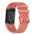 For Fitbit Charge 6 Solid Color Breathable Sports Silicone Watch Band(Pink)