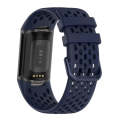 For Fitbit Charge 6 Solid Color Breathable Sports Silicone Watch Band(Dark Blue)