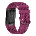 For Fitbit Charge 6 Solid Color Breathable Sports Silicone Watch Band(Wine Red)