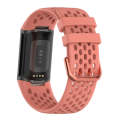 For Fitbit Charge 5 Solid Color Breathable Sports Silicone Watch Band(Pink)