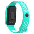 For Xiaomi Smart Band 8 Active Dual Color Breathable Sports Silicone Watch Band(Cyan White)