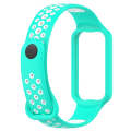 For Xiaomi Smart Band 8 Active Dual Color Breathable Sports Silicone Watch Band(Cyan White)