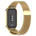 For Xiaomi Mi Band 8 Active Milan Magnetic Metal Steel Mesh Watch Band + Watch Frame(Gold)