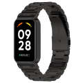 For Xiaomi Smart Band 8 Active Three Bead Stainless Steel Watch Band + Watch Metal Frame(Black)