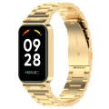 For Xiaomi Smart Band 8 Active Three Bead Stainless Steel Watch Band + Watch Metal Frame(Gold)