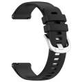 For Garmin Active5 Liquid Glossy Silver Buckle Silicone Watch Band(Black)