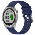 For Garmin Approach S40 Liquid Glossy Silver Buckle Silicone Watch Band(Dark Blue)