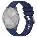 For Garmin Vivomove 3S Liquid Glossy Silver Buckle Silicone Watch Band(Dark Blue)