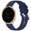For Garmin Vivoactive 4S Liquid Glossy Silver Buckle Silicone Watch Band(Dark Blue)