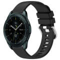 For Samsung Galaxy Watch 42mm Liquid Glossy Silver Buckle Silicone Watch Band(Black)