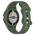 For Goolge  Pixel Watch 2 Leather Texture Silicone Integrated Watch Band(Dark Green)
