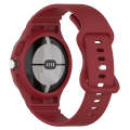 For Goolge  Pixel Watch 2 Leather Texture Silicone Integrated Watch Band(Wine Red)