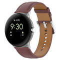 For Google Pixel Watch 2 Top Layer Leather Embossed Sewing Watch Band(Dark Brown)