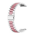 For Huawei Watch GT4 46mm Three Bead Stainless Steel Metal Watch Band(Silver+Pink)