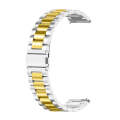 For Huawei Watch GT4 46mm Three Bead Stainless Steel Metal Watch Band(Silver+Gold)