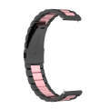 For Huawei Watch GT4 46mm Three Bead Stainless Steel Metal Watch Band(Black+Pink)