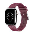 For Apple Watch SE 2023 44mm H Texture Soft Silicone Buckle Watch Band(Wine)
