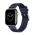For Apple Watch SE 2023 44mm H Texture Soft Silicone Buckle Watch Band(Midnight)