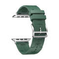 For Apple Watch Series 9 45mm H Texture Soft Silicone Buckle Watch Band(Dark Green)