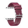 For Apple Watch Series 8 45mm H Texture Soft Silicone Buckle Watch Band(Wine)