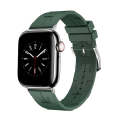 For Apple Watch Series 8 45mm H Texture Soft Silicone Buckle Watch Band(Dark Green)