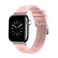 For Apple Watch SE 2022 44mm H Texture Soft Silicone Buckle Watch Band(Light Pink)