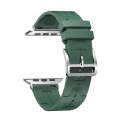 For Apple Watch Series 6 40mm H Texture Soft Silicone Buckle Watch Band(Dark Green)