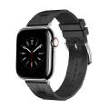 For Apple Watch Series 6 44mm H Texture Soft Silicone Buckle Watch Band(Black)