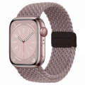 For Apple Watch SE 2023 44mm Nylon Woven Magnetic Fold Buckle Watch Band(Smoke Purple)