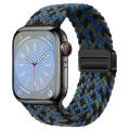 For Apple Watch SE 2023 44mm Nylon Woven Magnetic Fold Buckle Watch Band(Blue Camouflage)