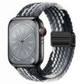 For  Apple Watch SE 2023 40mm Nylon Woven Magnetic Fold Buckle Watch Band(Grey Black)