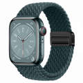 For Apple Watch Series 9 45mm Nylon Woven Magnetic Fold Buckle Watch Band(Rainforest Green)