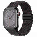 For Apple Watch Series 9 41mm Nylon Woven Magnetic Fold Buckle Watch Band(Starlight Black)