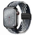For Apple Watch Series 8 41mm Nylon Woven Magnetic Fold Buckle Watch Band(Grey Black)