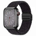 For Apple Watch Series 7 41mm Nylon Woven Magnetic Fold Buckle Watch Band(Starry Black)