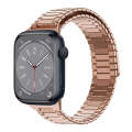 For Apple Watch Series 8 45mm Bamboo Magnetic Stainless Steel Metal Watch Strap(Rose Gold)