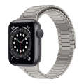 For Apple Watch Series 6 44mm Bamboo Magnetic Stainless Steel Metal Watch Strap(Titanium Color)